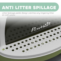 HKM-8826813 Enclosed Cat Litter Box with Translucent Flap, Easy Clean Drawer, Deodorizing Bags, Green