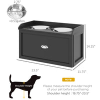 HKM-8827325 Elevated Pet Feeding Station with Storage - 2 Stainless Steel Bowls for Large Dogs, Black
