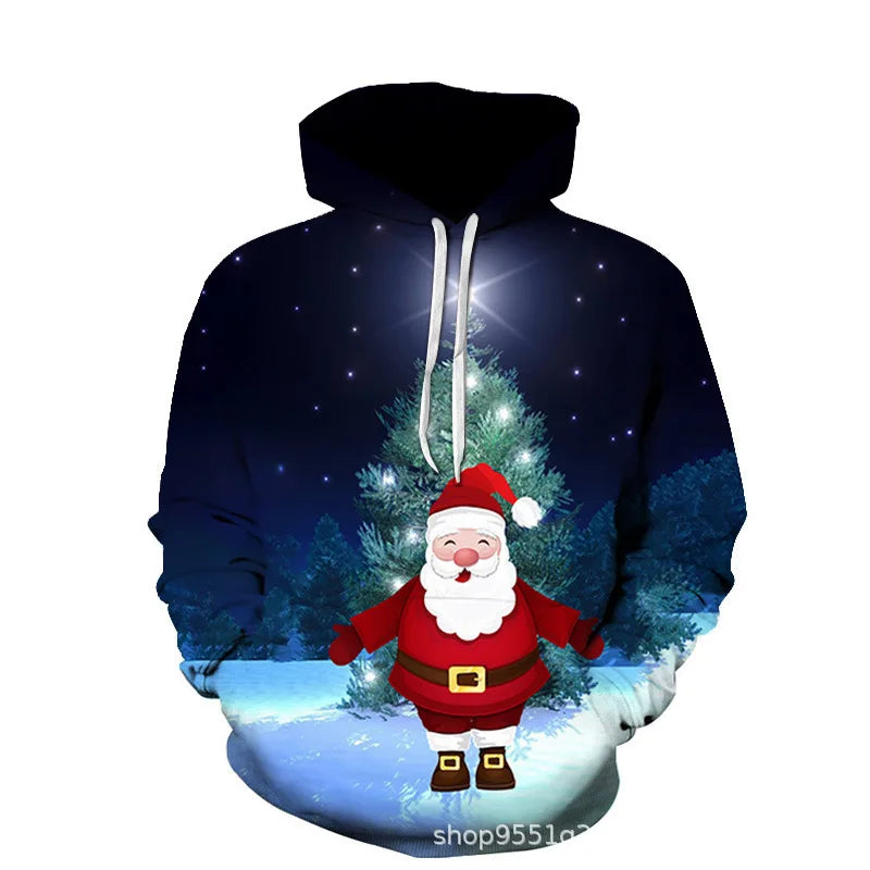 HKM-882771 Christmas Sweatshirt Long Sleeves Hoodie 3D Printed Casual Hooded Sweatshirt OEM Custom logo Clothing