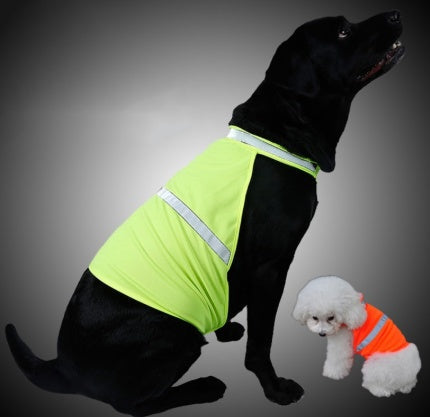 HKM-8829501 Reflective Fluorescent Dog Safety Vest - Casual Polyester in Yellow & Orange, Sizes S, M, L