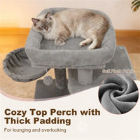 HKM-8830781 Multi-Level Cat Tree with Condo, Scratching Posts, and Anti-Toppling Device - Light Gray 33.5"