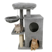 HKM-8830781 Multi-Level Cat Tree with Condo, Scratching Posts, and Anti-Toppling Device - Light Gray 33.5"