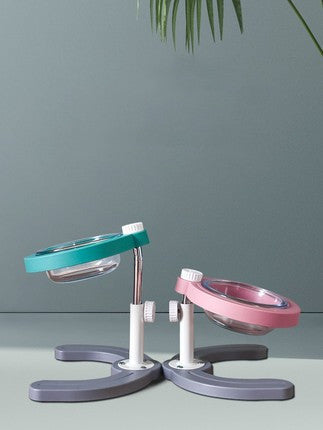 HKM-8831293 Durable Single Bowl Dual-Use Feeder in Pink and Mint Green for Pets