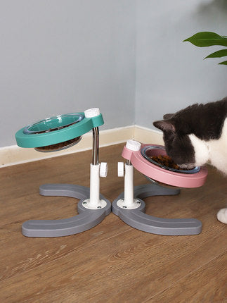 HKM-8831293 Durable Single Bowl Dual-Use Feeder in Pink and Mint Green for Pets