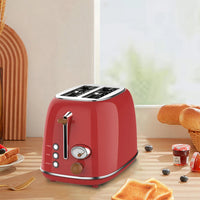 HKM-883283 Retro 2-Slice Stainless Steel Bread Toaster for Household Kitchen Use