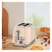 HKM-883283 Retro 2-Slice Stainless Steel Bread Toaster for Household Kitchen Use