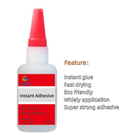 HKM-883411 Instant Cyanoacrylate Adhesive for Fast Bonding of PP Plastic, ABS, Rubber, PS, PA, PC - 502 Super Glue