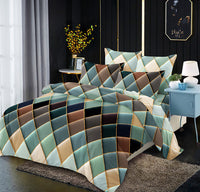 HKM-883539 Light Luxury Geometric Rhombus Quilt Cover Set - Multiple Sizes Available