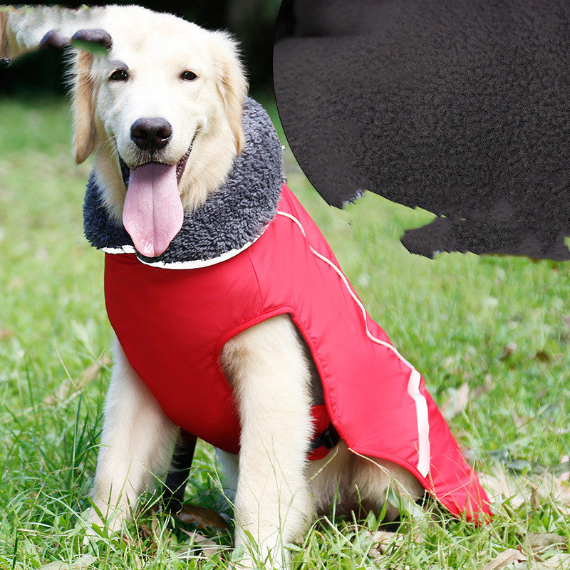 HKM-8836541 Reflective Waterproof Vest for Big Dogs - Warm Polar Fleece Lining, Comfortable Fit
