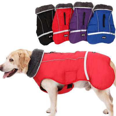 HKM-8836541 Reflective Waterproof Vest for Big Dogs - Warm Polar Fleece Lining, Comfortable Fit