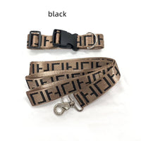 HKM-8836669 Brown Dog Collar with Leash Set for Small and Medium Breeds