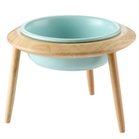 HKM-8837053 Large and Small Ceramic Cat and Dog Bowls with Bamboo Base, 800ml and 480ml, Non-Toxic Design