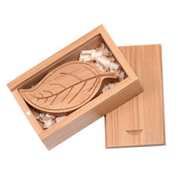 KTX-883731 Creative Wooden Leaf USB Flash Drive - USB 2.0, 20MB/s Read Speed, Write Protection Switch