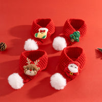 HKM-8837437 Christmas-Themed Cat Scarf with Stripe Patterns - Various Holiday Designs Available