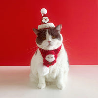 HKM-8837437 Christmas-Themed Cat Scarf with Stripe Patterns - Various Holiday Designs Available