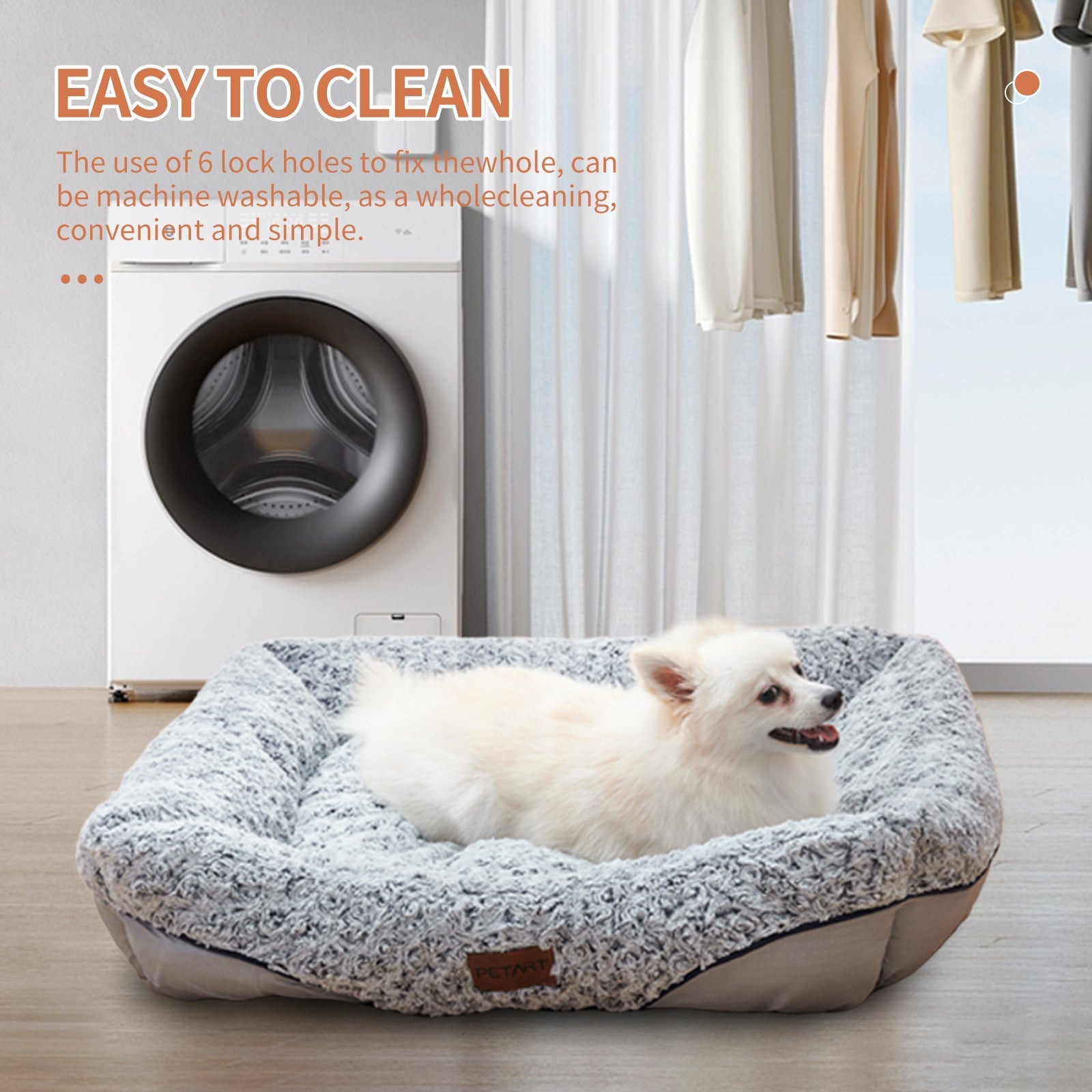HKM-8838333 Calming Rose Velvet Dog Bed with Removable Cushion for Small to Medium Dogs