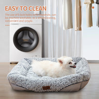HKM-8838333 Calming Rose Velvet Dog Bed with Removable Cushion for Small to Medium Dogs