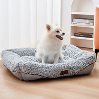 HKM-8838333 Calming Rose Velvet Dog Bed with Removable Cushion for Small to Medium Dogs