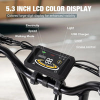 HKM-883859 All-Terrain 1200W Electric Fat Tire Bike for Adults, 48V 20Ah Battery, 7 Speed, Hydraulic Disc Brakes, 20" Wheels
