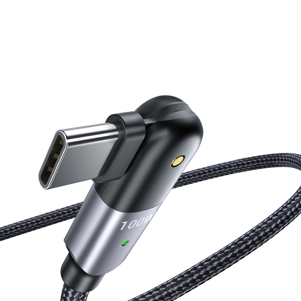 HKM-883923 Rotatable 60W and 100W Data Cable - PD Charging, Available in 1.2m and 2m Lengths, Sparkling Black and Flame Red