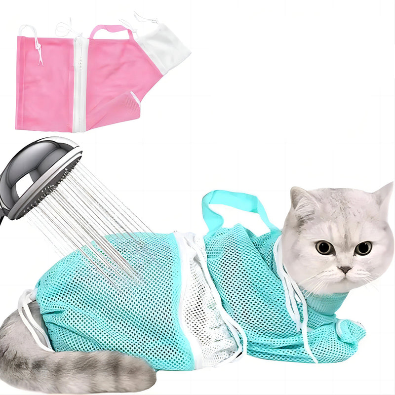 HKM-8840125 Adjustable Cat Grooming Bag for Bathing and Nail Trimming - Anti-Scratch Restraint Mesh Design