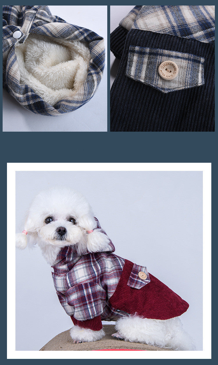 HKM-8841277 Cozy Cotton Cashmere Coat for Small Dogs - Teddy VIP Pomeranian Style