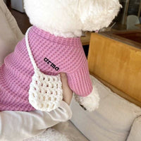 HKM-8841405 Corn Plaid Sweaters for Pets - Cute Casual Clothing in Pink, Dark Blue, Beige, and Gray, Sizes XS-XXL