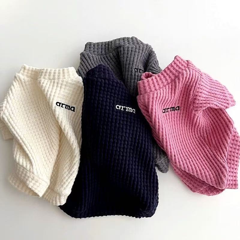 HKM-8841405 Corn Plaid Sweaters for Pets - Cute Casual Clothing in Pink, Dark Blue, Beige, and Gray, Sizes XS-XXL