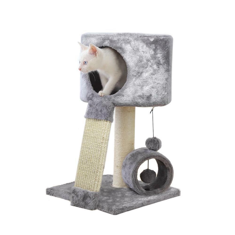 HKM-8842813 Gray Cat Climbing Frame with Scratch Board and Ball - Simple Style, Medium and Large Pets