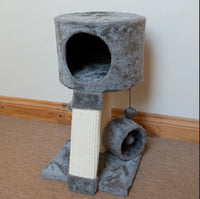 HKM-8842813 Gray Cat Climbing Frame with Scratch Board and Ball - Simple Style, Medium and Large Pets