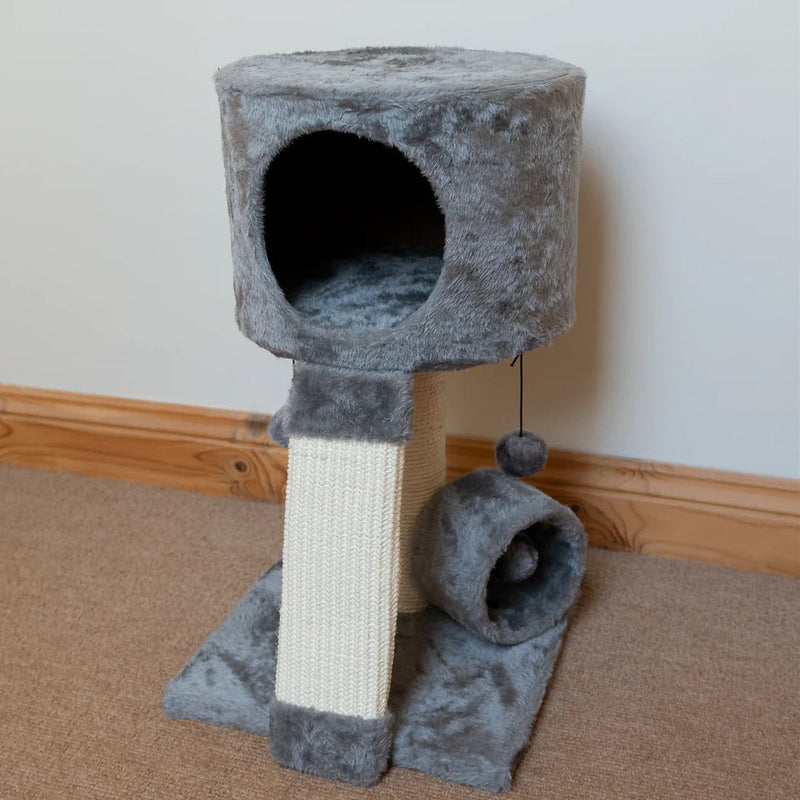HKM-8842813 Gray Cat Climbing Frame with Scratch Board and Ball - Simple Style, Medium and Large Pets