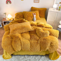 HKM-884371 Mink Fur Fabric Coral Fleece Bedding Set - 4-Piece for 1.5m, 1.8m, and 2.0m Beds