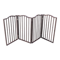 HKM-8844221 Freestanding Folding Arc Wooden Dog Gate for Doorways and Stairs - Dark Brown