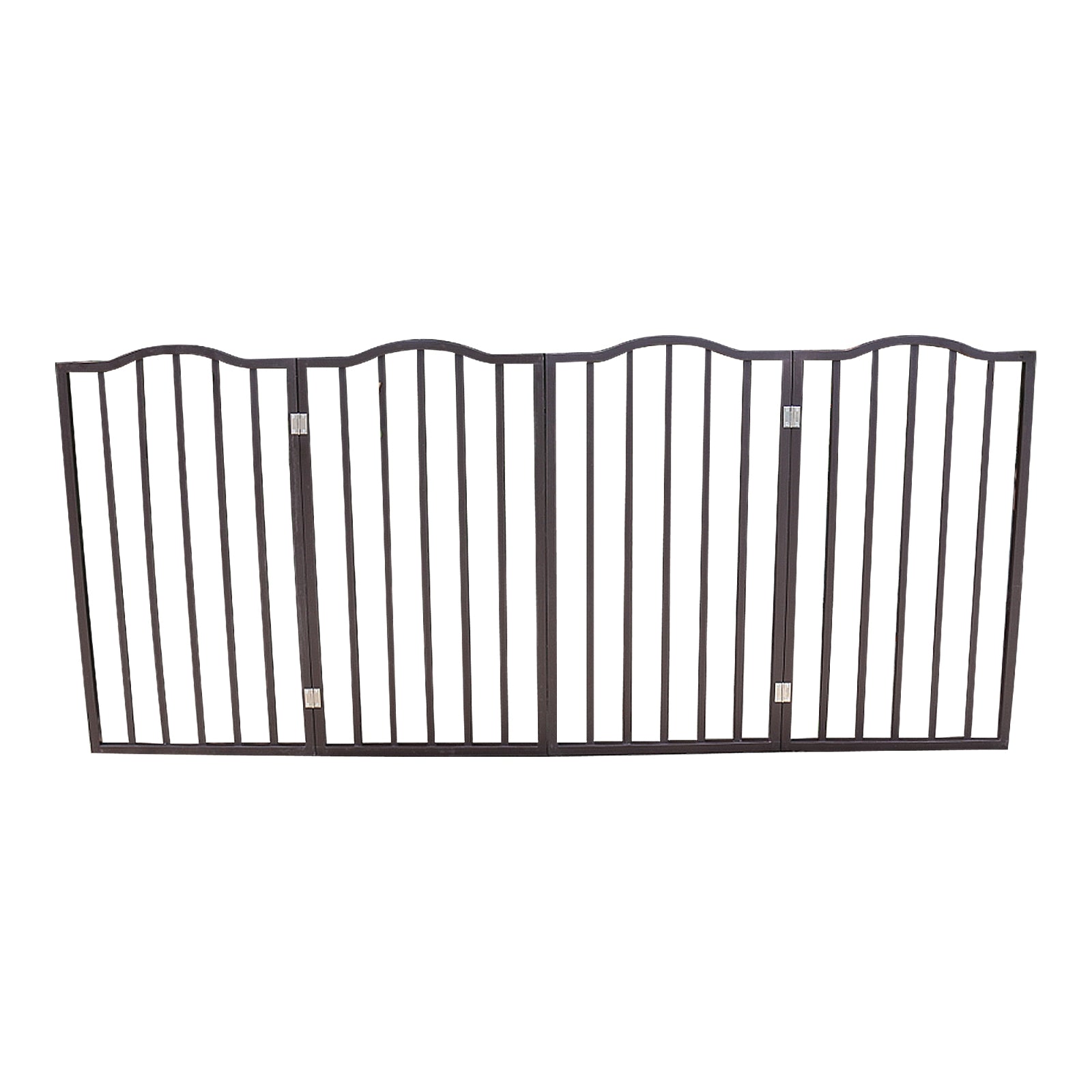 HKM-8844221 Freestanding Folding Arc Wooden Dog Gate for Doorways and Stairs - Dark Brown