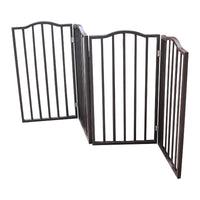 HKM-8844221 Freestanding Folding Arc Wooden Dog Gate for Doorways and Stairs - Dark Brown