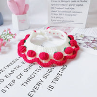 HKM-8844605 Strawberry Wool Knitted Pet Collar for Cats and Dogs, Available in Multiple Sizes