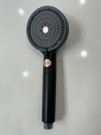 HKM-884563 3-Way Handheld Shower Head in Black ABS with Stop Button for Bathroom Use