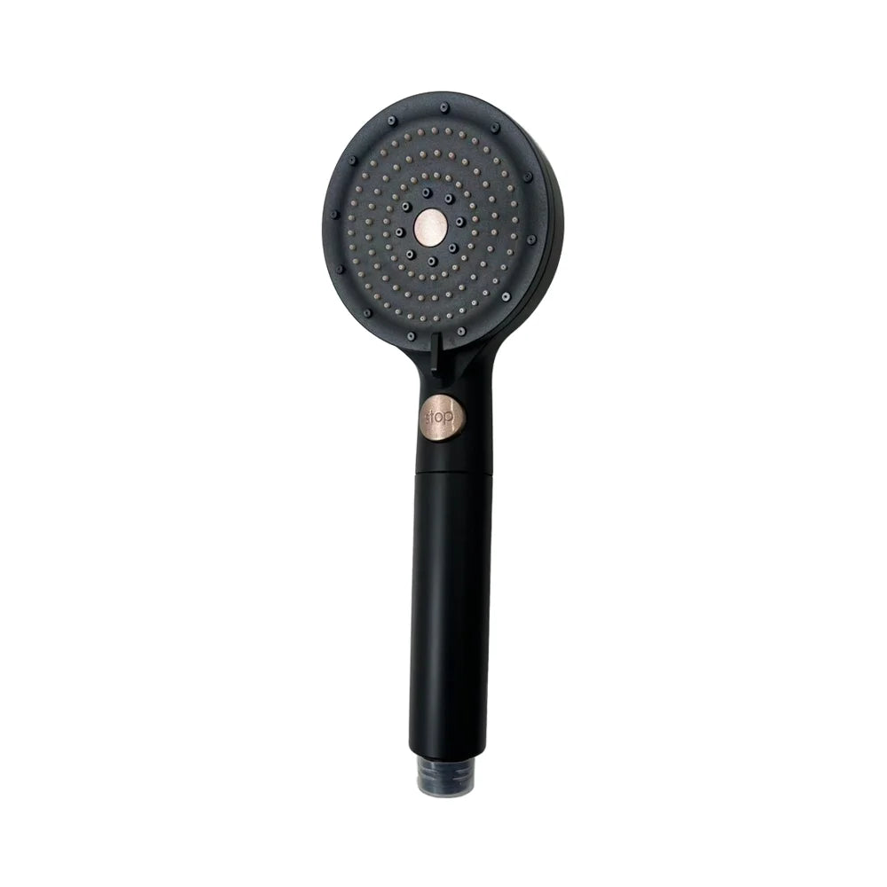 HKM-884563 3-Way Handheld Shower Head in Black ABS with Stop Button for Bathroom Use