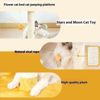 HKM-8846653 Wooden Integrated Cat Climbing Frame with Flower Cat Nest - 43x33x50CM