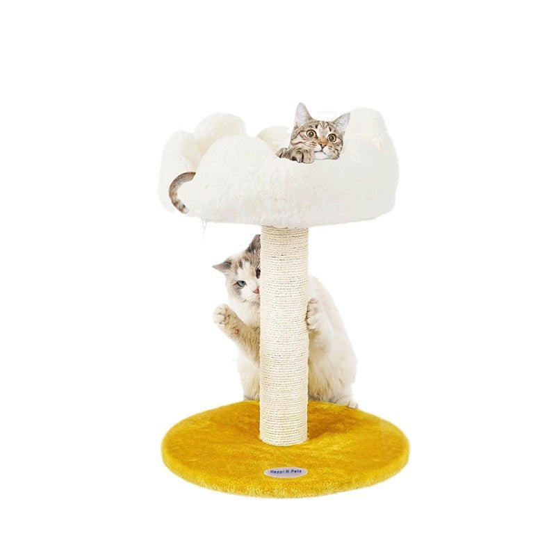 HKM-8846653 Wooden Integrated Cat Climbing Frame with Flower Cat Nest - 43x33x50CM