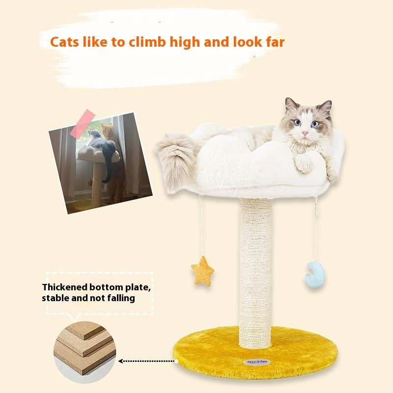 HKM-8846653 Wooden Integrated Cat Climbing Frame with Flower Cat Nest - 43x33x50CM