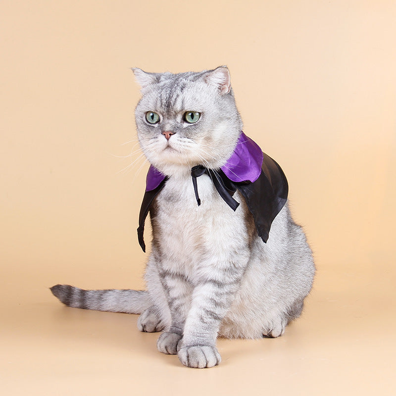 HKM-884691 Magic Wizard Hat and Cloak Set for Dogs and Cats - Black Autumn Cashmere, Adjustable Size