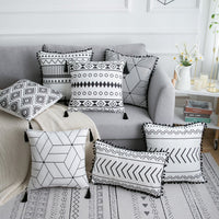 HKM-884755 Nordic Geometric Patterned Cushion Cover in Blended Fabric - 45cm x 45cm / 30cm x 60cm