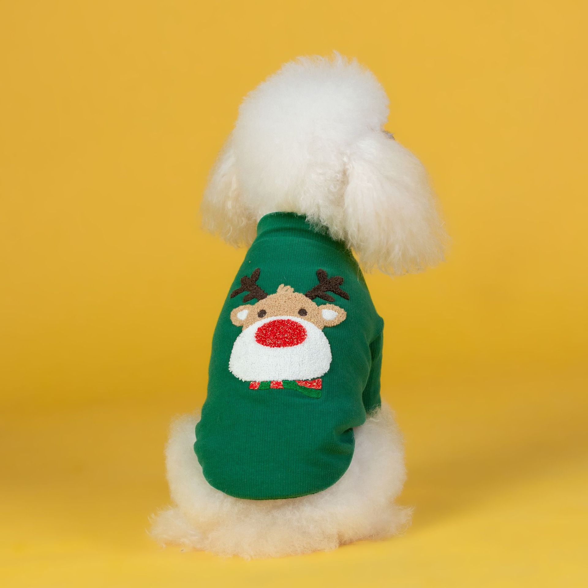 HKM-8847677 Cozy Cotton Puppy Sweater for Autumn and Winter – Available in Red and Green, Sizes XS-3XL