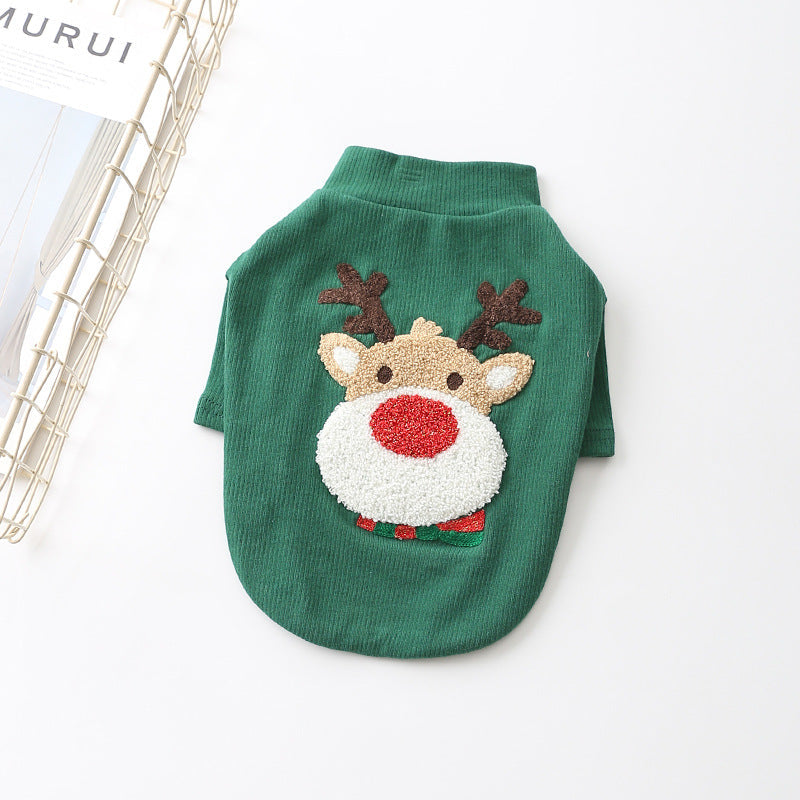 HKM-8847677 Cozy Cotton Puppy Sweater for Autumn and Winter – Available in Red and Green, Sizes XS-3XL