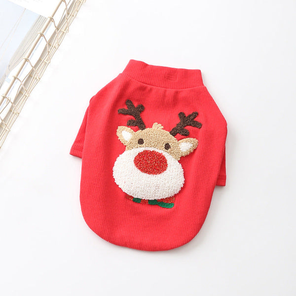 HKM-8847677 Cozy Cotton Puppy Sweater for Autumn and Winter – Available in Red and Green, Sizes XS-3XL