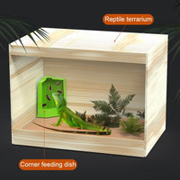 HKM-8848573 Corner Reptile Feeder Box with Suction Cups for Climbing Pets - Ideal for Bearded Dragons, Lizards, and Geckos