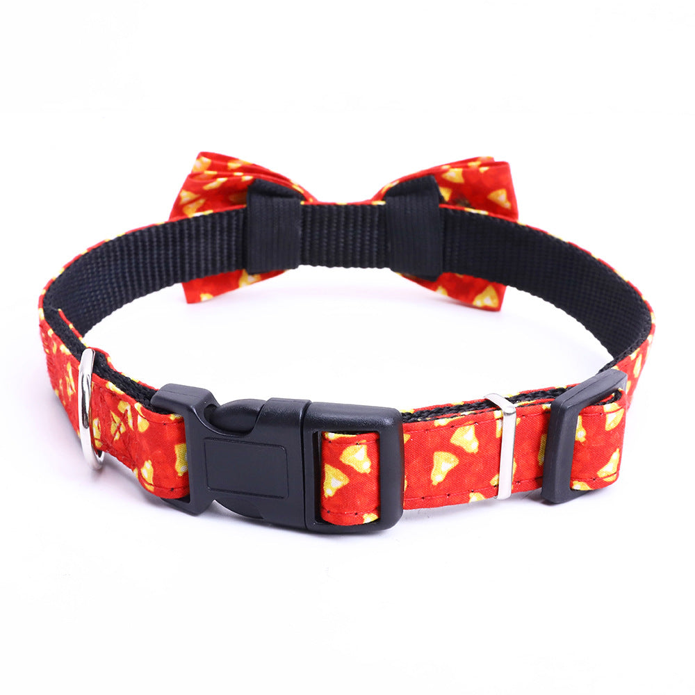 HKM-8850365 Large Christmas Dog Collar with Bow in Multiple Sizes - Polyester Material