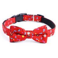 HKM-8850365 Large Christmas Dog Collar with Bow in Multiple Sizes - Polyester Material