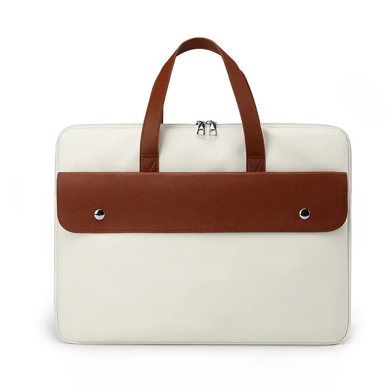 HKM-885075 15.6-Inch PU Leather Tote Briefcase for Women - Large Capacity Business Laptop Bag